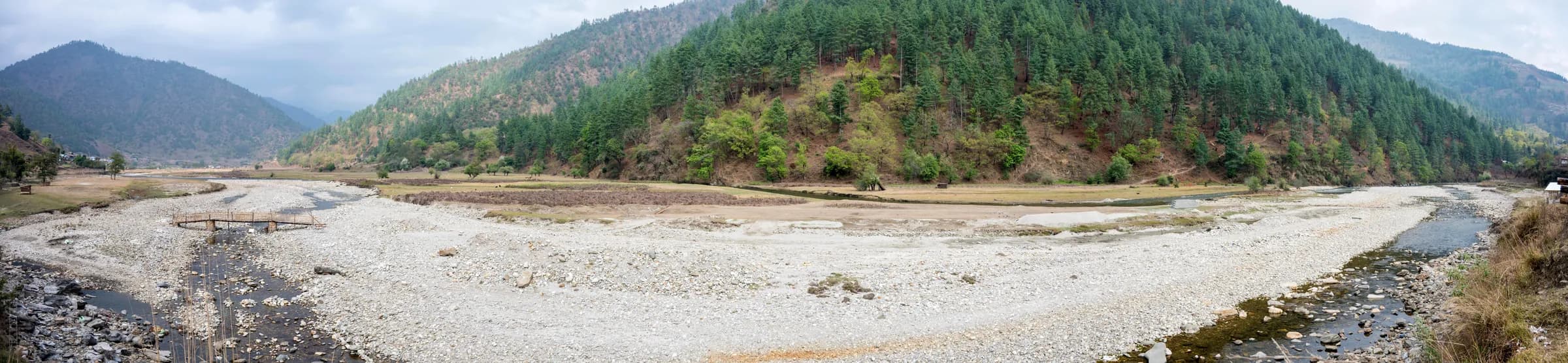 A wide panorama of the Sangti valley in West Kameng district, Arunachal Pradesh.